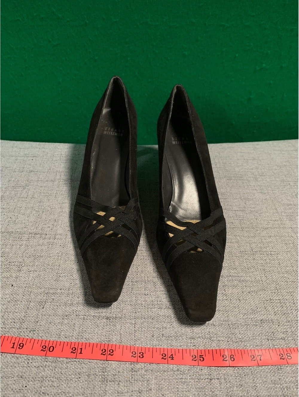 Stuart Weitzman black square toe pumps